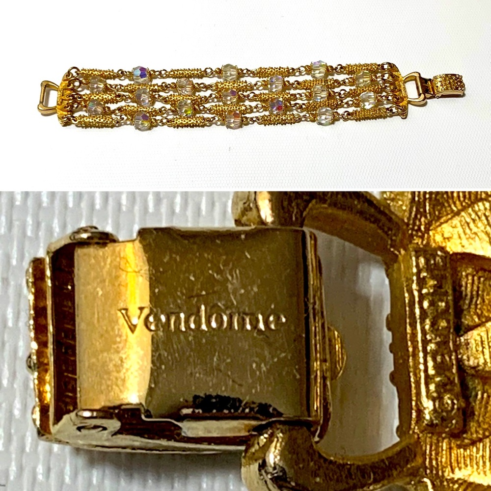 Vintage Vendome multi strand gold tone bracelet